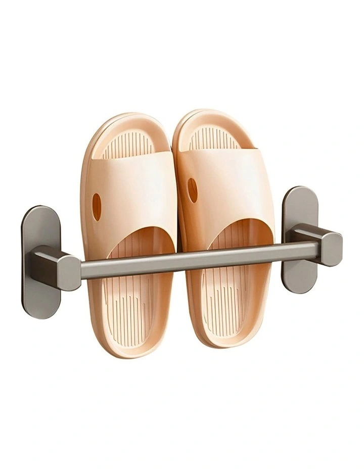 SOGA Slipper Rack 29cm Black Aluminium Self-Adhesive image 1