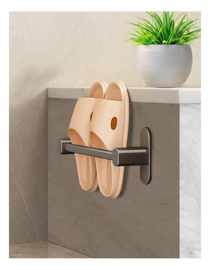 SOGA Slipper Rack 29cm Black Aluminium Self-Adhesive image 4