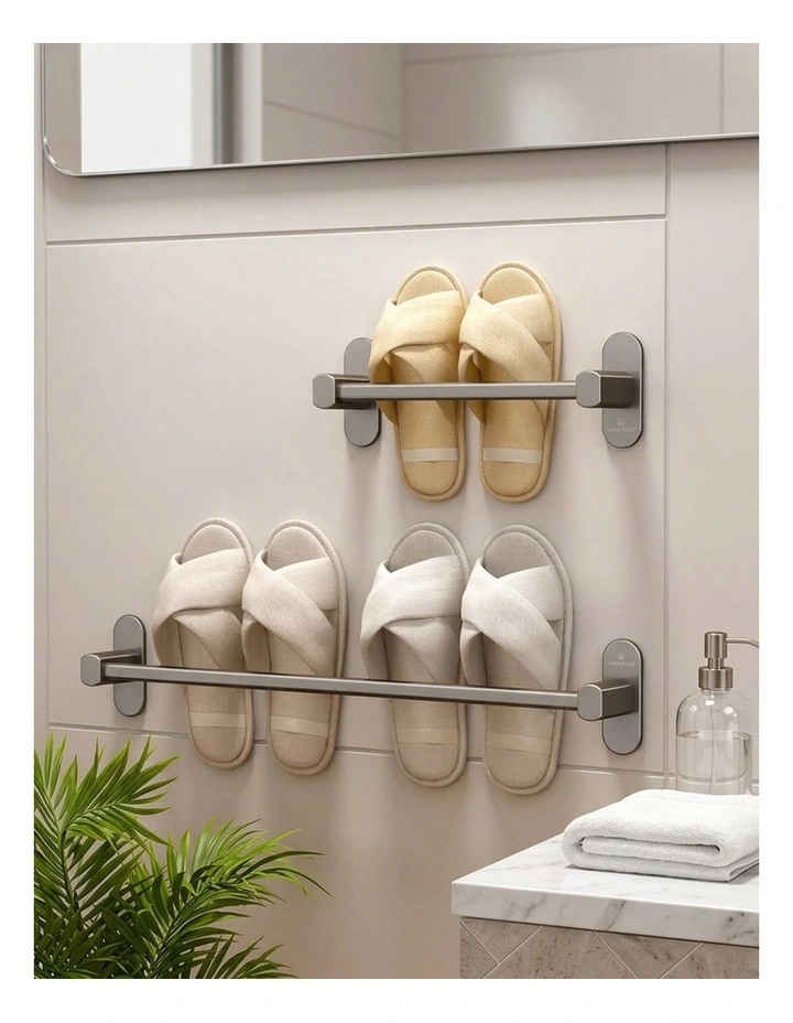 SOGA Slipper Rack 29cm Black Aluminium Self-Adhesive image 7