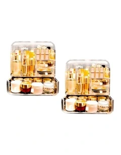 SOGA 2X Transparent Makeup Storage Box with Lid Drawer Organiser