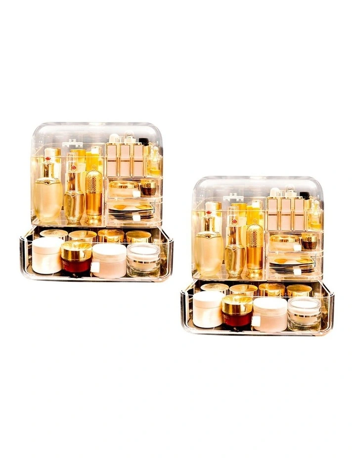 SOGA 2X Transparent Makeup Storage Box with Lid Drawer Organiser image 1