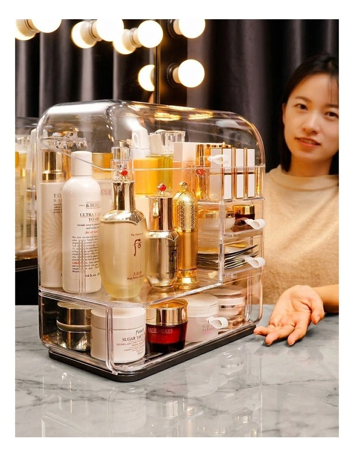 SOGA 2X Transparent Makeup Storage Box with Lid Drawer Organiser image 2