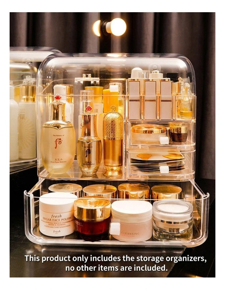 SOGA 2X Transparent Makeup Storage Box with Lid Drawer Organiser image 4