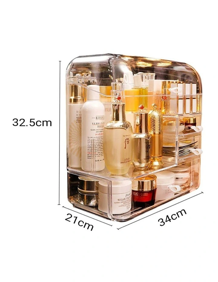 SOGA 2X Transparent Makeup Storage Box with Lid Drawer Organiser image 5