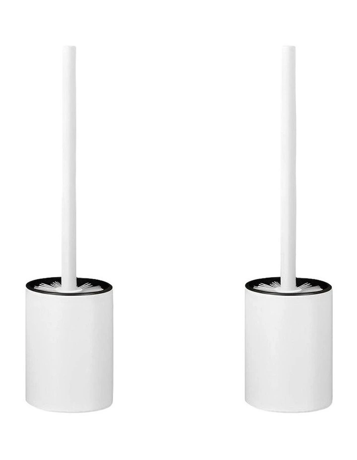 SOGA 2X 27cm Wall Mounted Toilet Brush Holder Bathroom Cleaning Brush White image 1