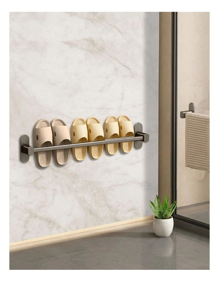 SOGA Slipper Rack 69cm Black Aluminium Self-Adhesive image 5