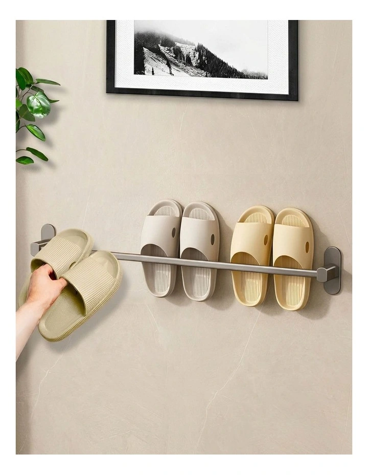 SOGA Slipper Rack 69cm Black Aluminium Self-Adhesive image 7