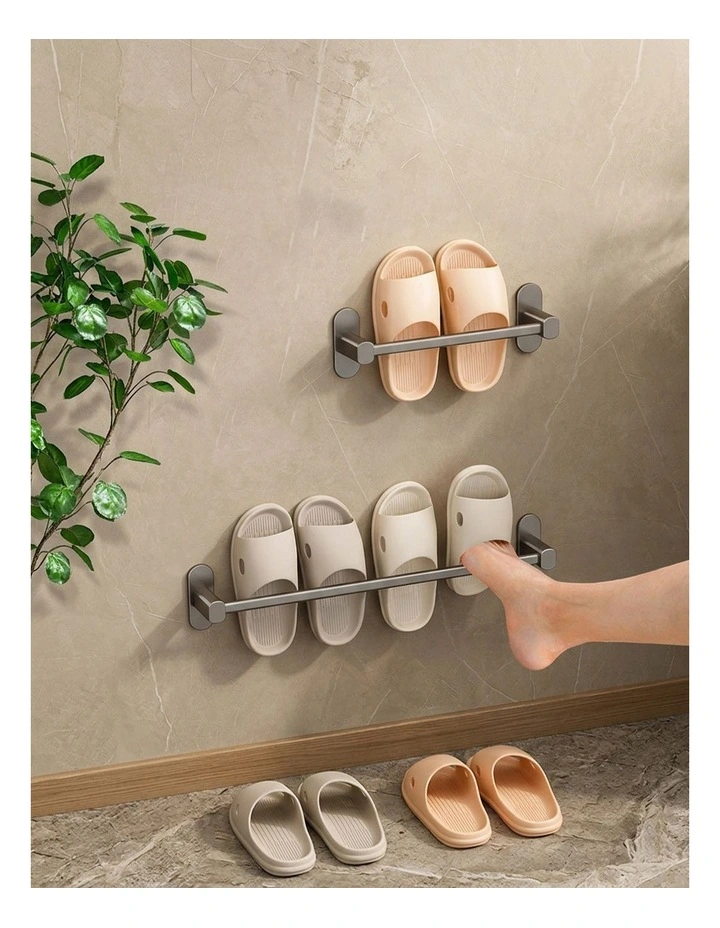 SOGA Slipper Racks 2 Pack 29cm Black Aluminium Self-Adhesive image 7