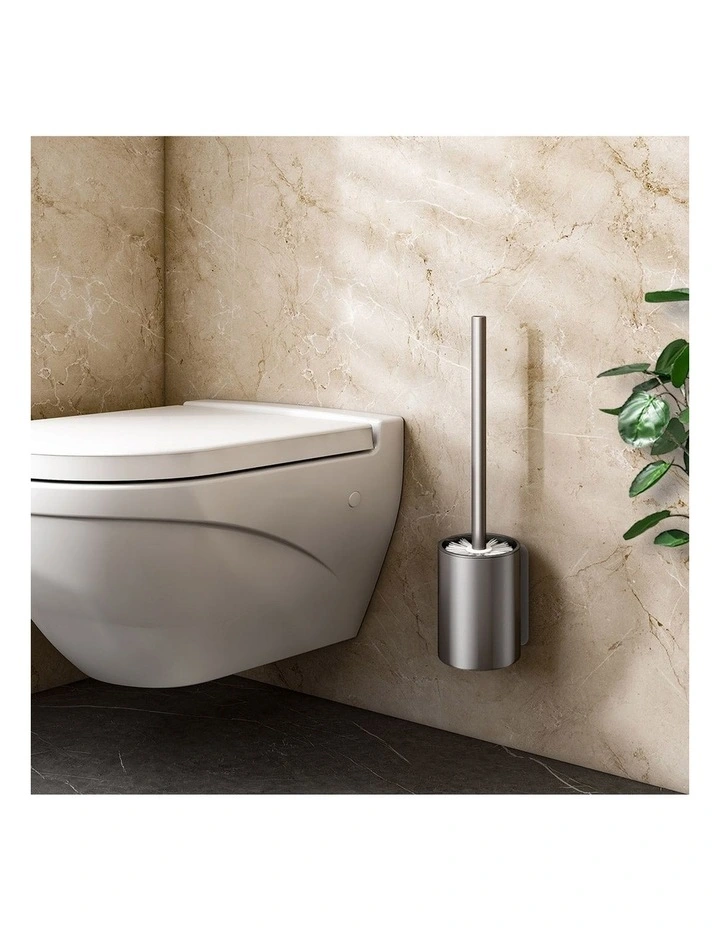 SOGA 2X 27cm Wall Mounted Toilet Brush Holder Bathroom Cleaning Brush Dark Grey image 2