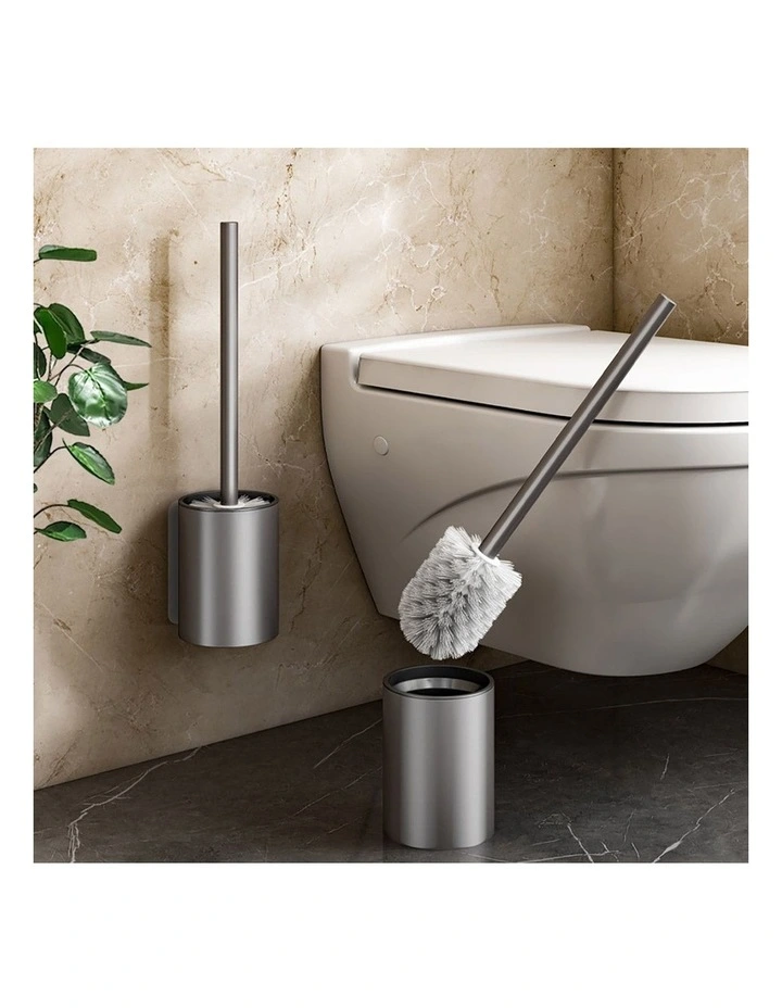 SOGA 2X 27cm Wall Mounted Toilet Brush Holder Bathroom Cleaning Brush Dark Grey image 3