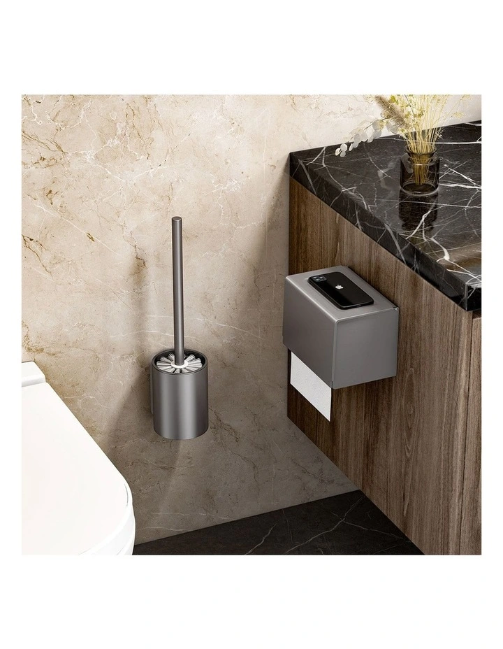 SOGA 2X 27cm Wall Mounted Toilet Brush Holder Bathroom Cleaning Brush Dark Grey image 4