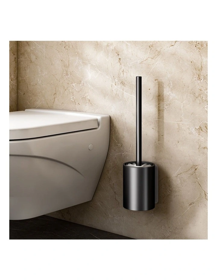 SOGA 2X 27cm Wall Mounted Toilet Brush Holder Bathroom Cleaning Brush Black image 3