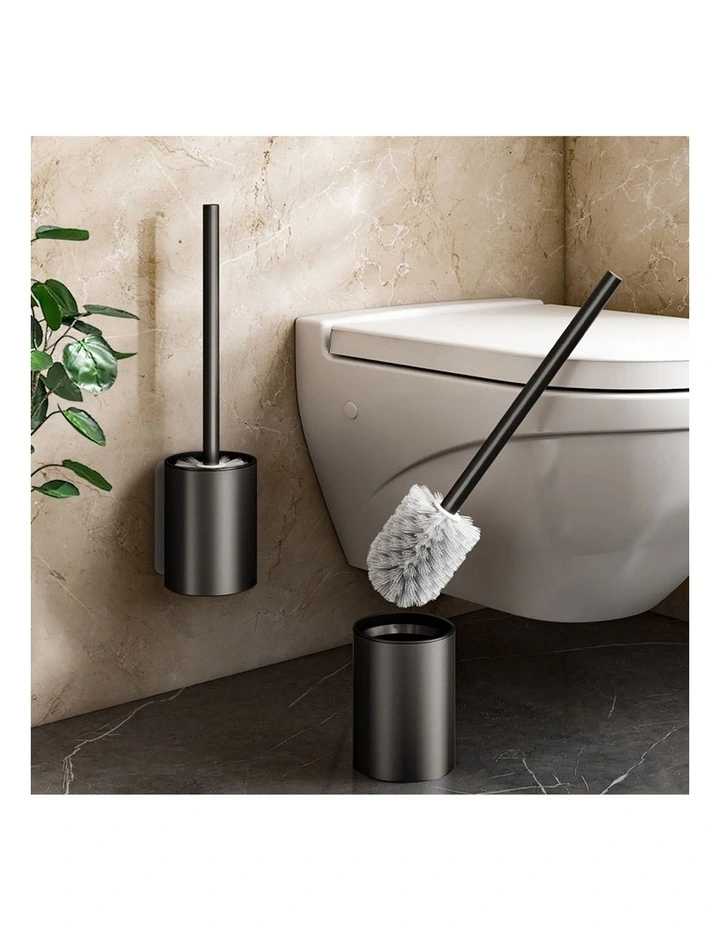 SOGA 2X 27cm Wall Mounted Toilet Brush Holder Bathroom Cleaning Brush Black image 5