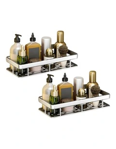 SOGA Shower Caddies 2 Pack 33cm Silver Self-Adhesive