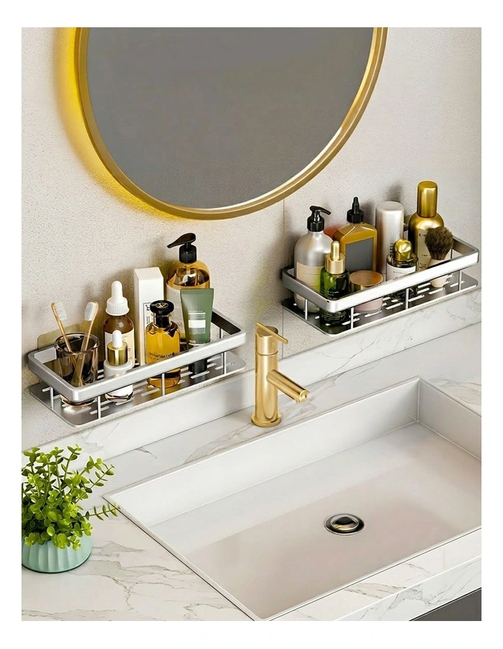 SOGA Shower Caddies 2 Pack 33cm Silver Self-Adhesive image 4