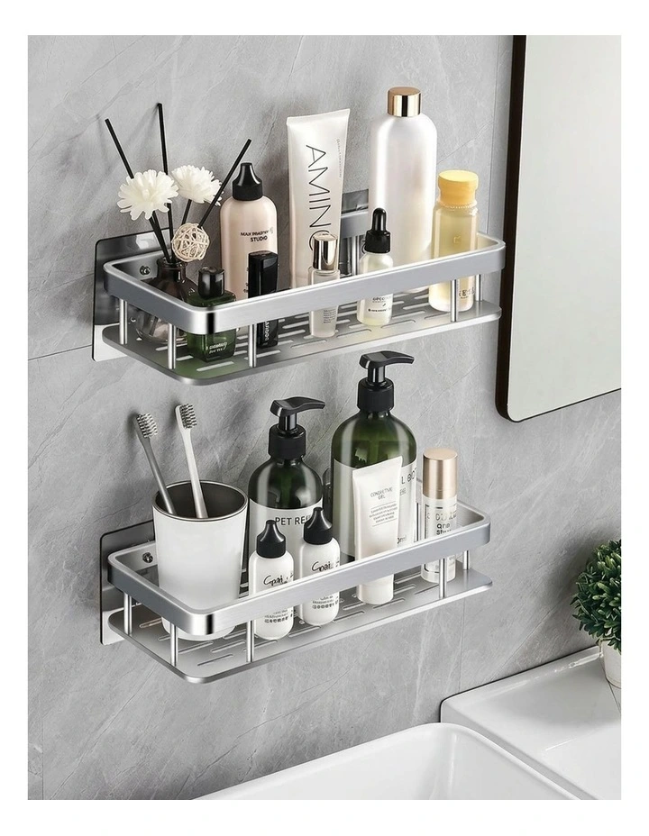 SOGA Shower Caddies 2 Pack 33cm Silver Self-Adhesive image 5