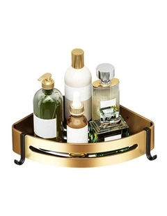 SOGA Gold Bathroom Corner Shelf Rack with Hooks Wall Mounted