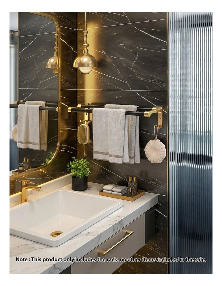 SOGA Double Towel Rail 61cm with Hooks image 2