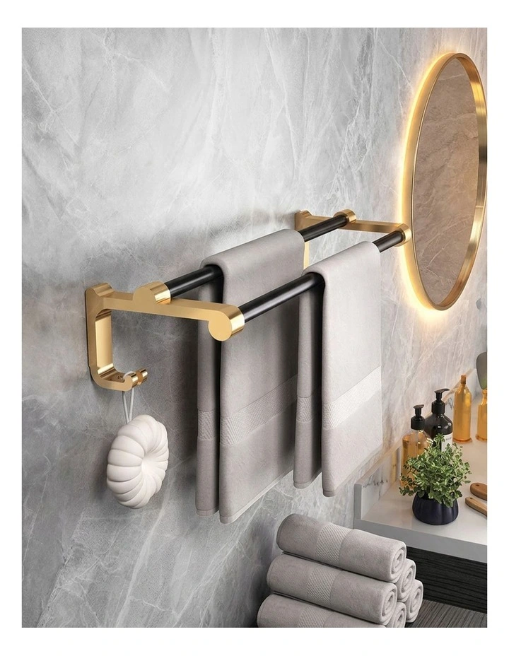 SOGA Double Towel Rail 61cm with Hooks image 3