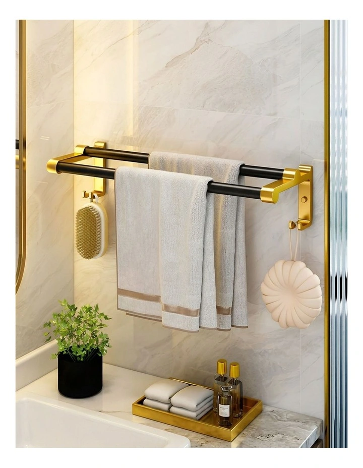 SOGA Double Towel Rail 61cm with Hooks image 6
