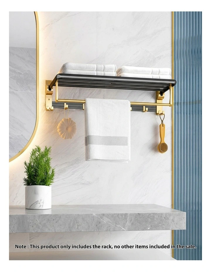 SOGA Double Towel Rails 2 Pack 63cm with Hooks image 2