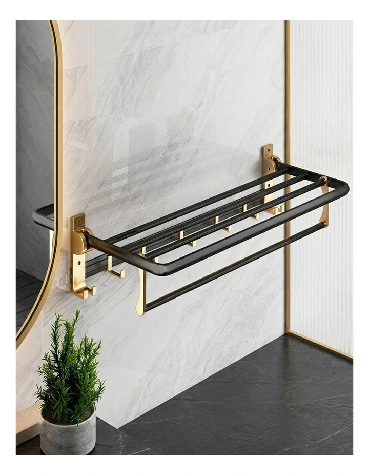 SOGA Double Towel Rails 2 Pack 63cm with Hooks image 3