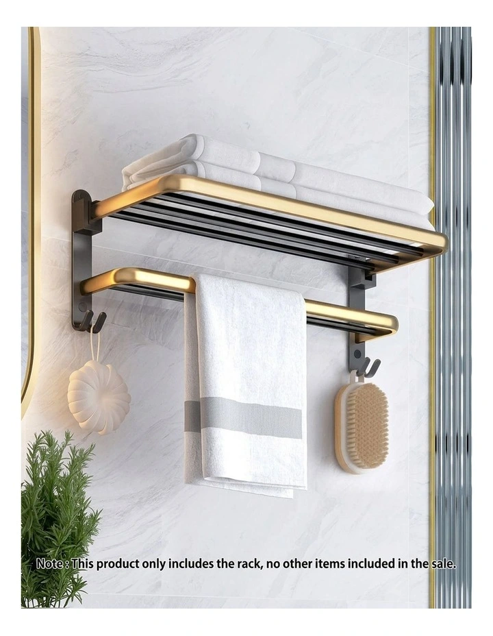 SOGA Double Towel Rails 2 Pack 62cm with Hooks image 2