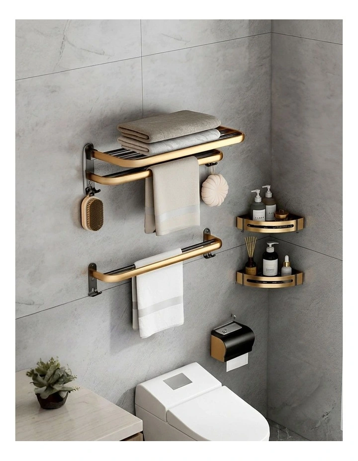 SOGA Double Towel Rails 2 Pack 62cm with Hooks image 5