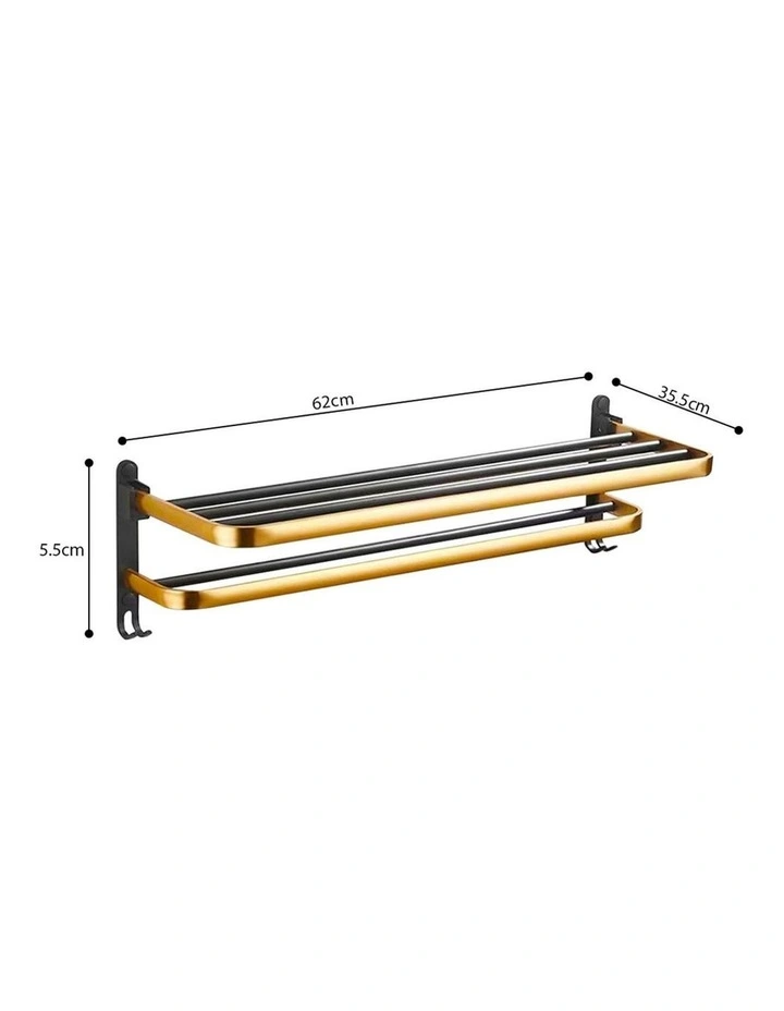 SOGA Double Towel Rails 2 Pack 62cm with Hooks image 6