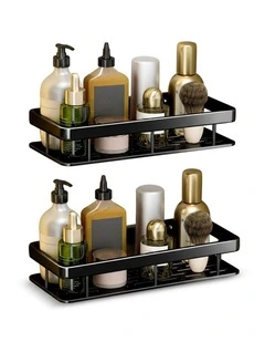 SOGA Shower Caddies 2 Pack 33cm Black Self-Adhesive