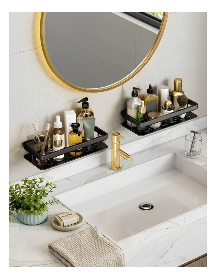 SOGA Shower Caddies 2 Pack 33cm Black Self-Adhesive image 4