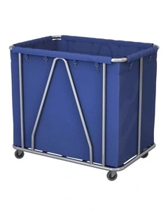 SOGA Large Stainless Steel Commercial Laundry Trolley with Wheels - Blue