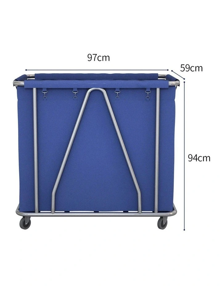 SOGA Large Stainless Steel Commercial Laundry Trolley with Wheels - Blue image 2