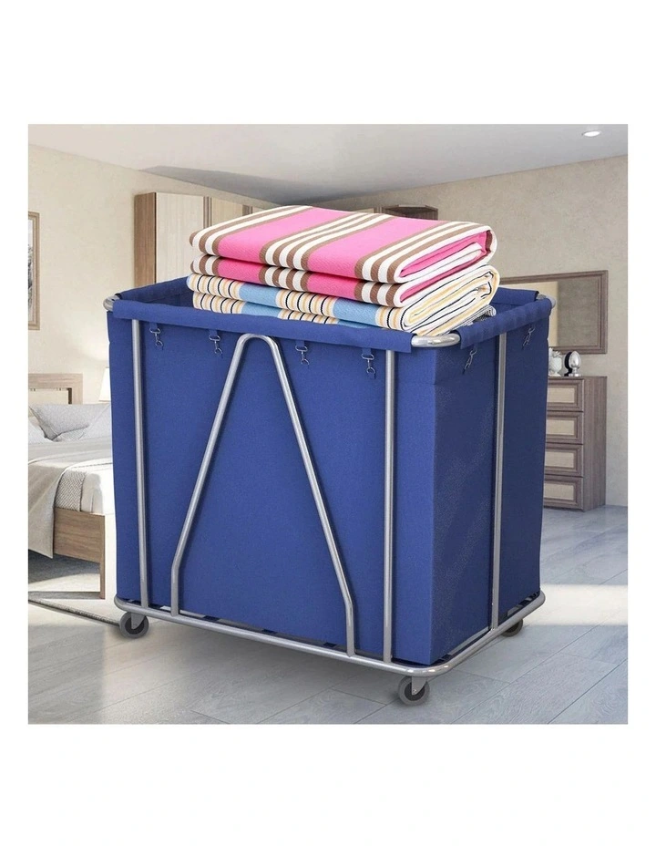 SOGA Large Stainless Steel Commercial Laundry Trolley with Wheels - Blue image 6