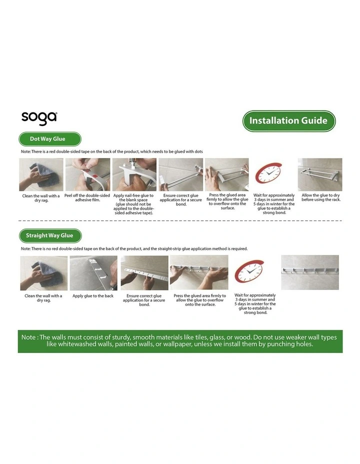 SOGA Double Towel Rail 62cm Grey with Hooks image 3