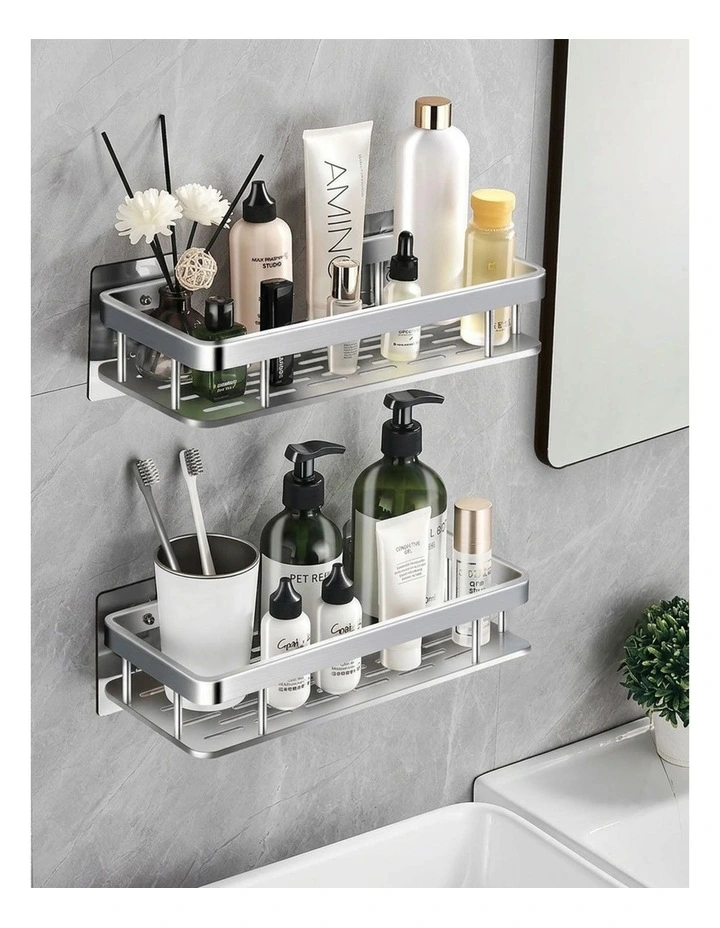 SOGA Shower Caddy 33cm Silver Self-Adhesive image 5