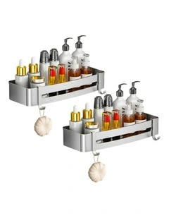 SOGA Shower Caddies 2 Pack 33cm Silver with Hooks