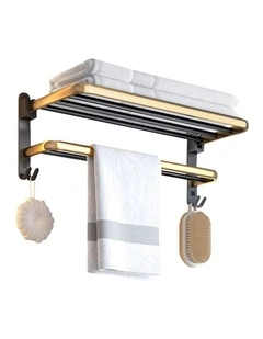 SOGA Double Towel Rail 62cm with Hooks