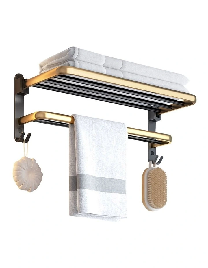 SOGA Double Towel Rail 62cm with Hooks image 1