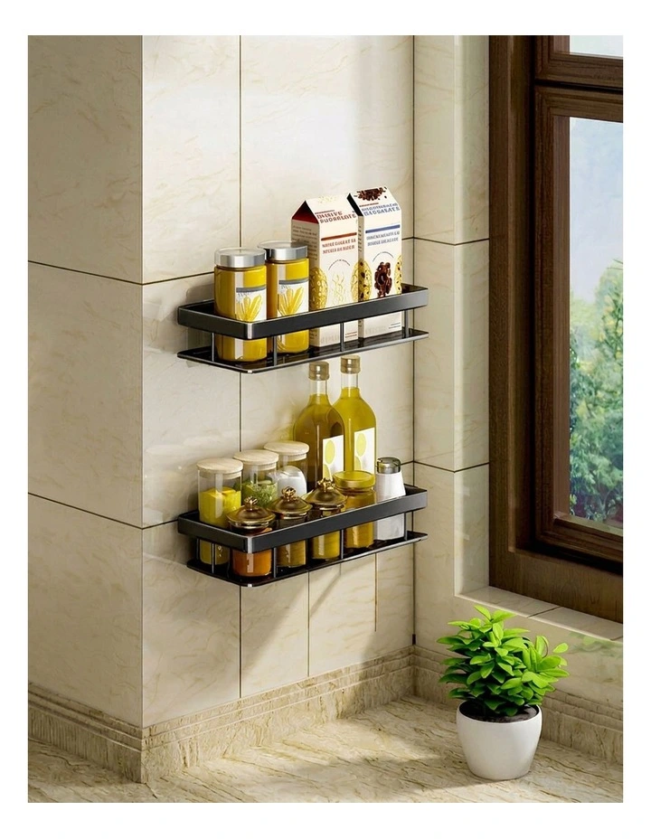 SOGA Shower Caddy 33cm Black Self-Adhesive image 3
