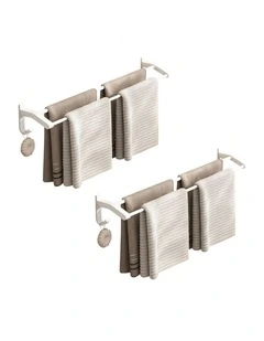SOGA Double Towel Rails 2 Pack 62cm White with Hooks