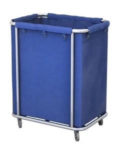 SOGA Stainless Steel Square Commercial Laundry Trolley with Wheels - Blue