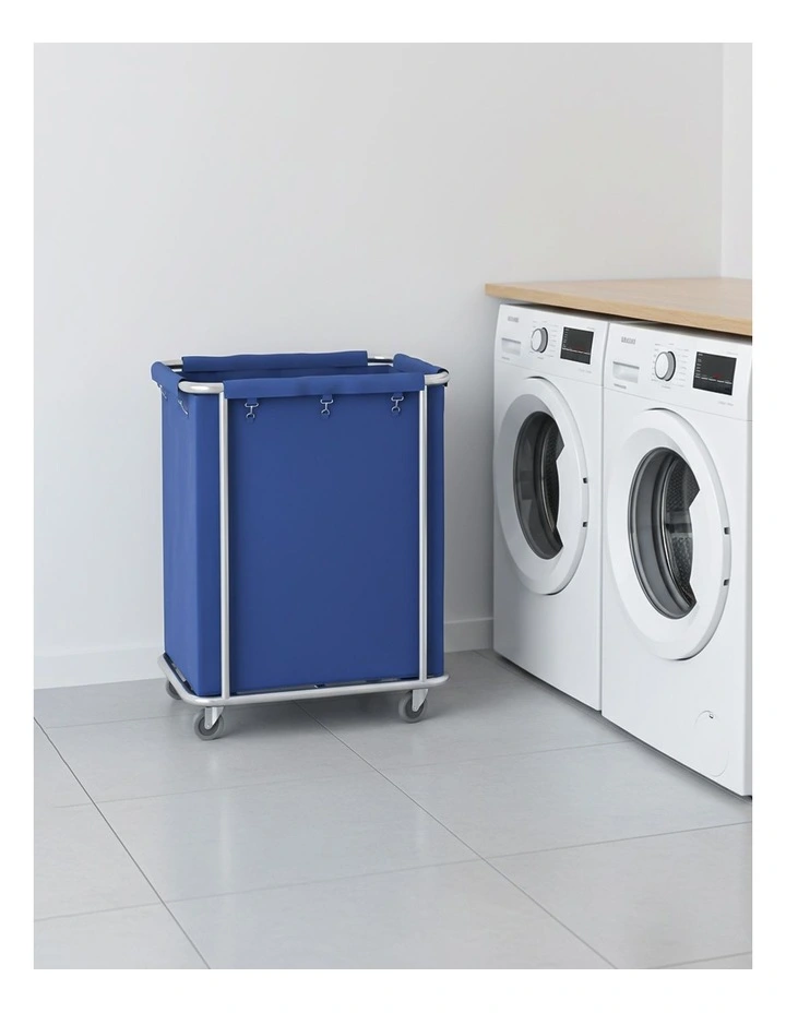 SOGA Stainless Steel Square Commercial Laundry Trolley with Wheels - Blue image 2
