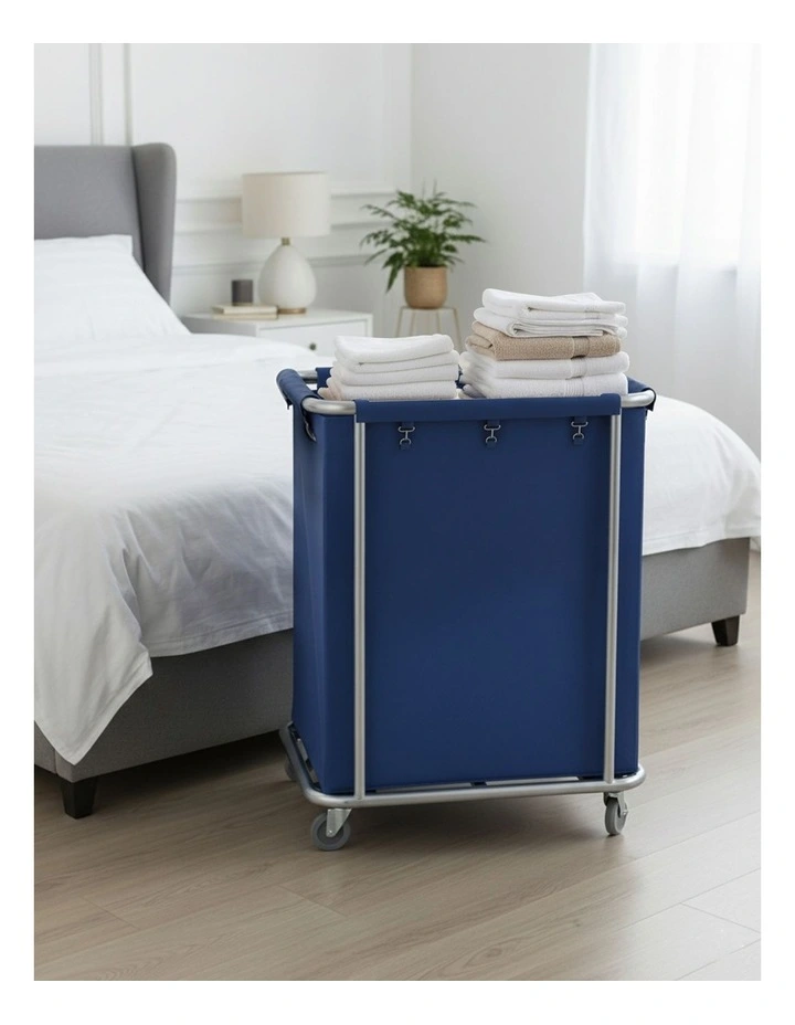 SOGA Stainless Steel Square Commercial Laundry Trolley with Wheels - Blue image 4