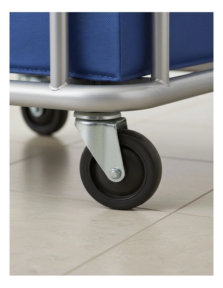 SOGA Stainless Steel Square Commercial Laundry Trolley with Wheels - Blue image 6