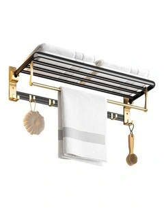 SOGA Double Towel Rail 63cm with Hooks