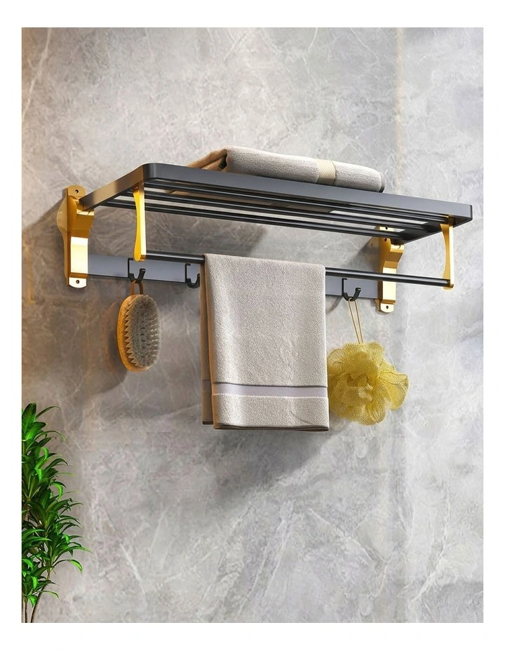 SOGA Double Towel Rail 63cm with Hooks image 4