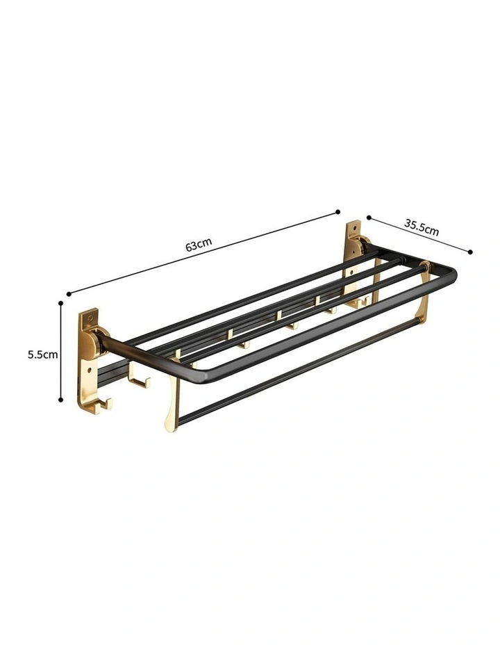 SOGA Double Towel Rail 63cm with Hooks image 6