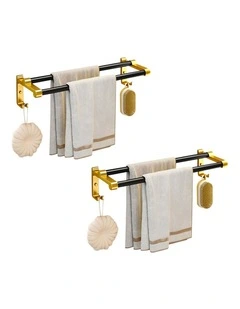 SOGA Double Towel Rails 2 Pack 61cm with Hooks
