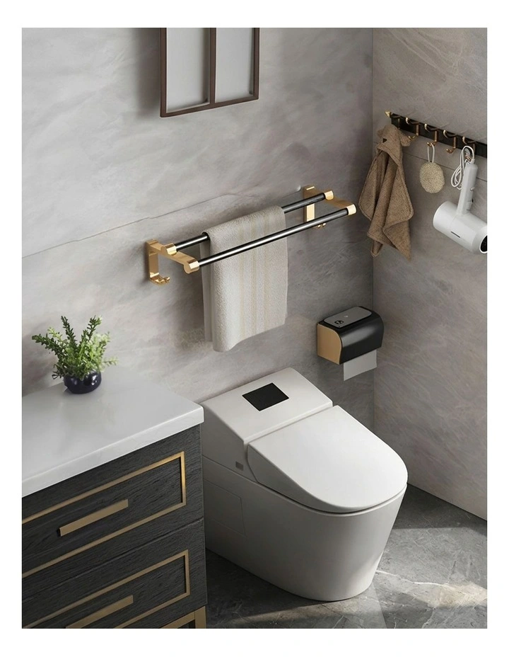 SOGA Double Towel Rails 2 Pack 61cm with Hooks image 5